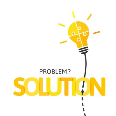 Yapboz parçalarından yapılmış parlak parlak ampul beyaz arkaplanda fikir ve çözüm kavramı olarak