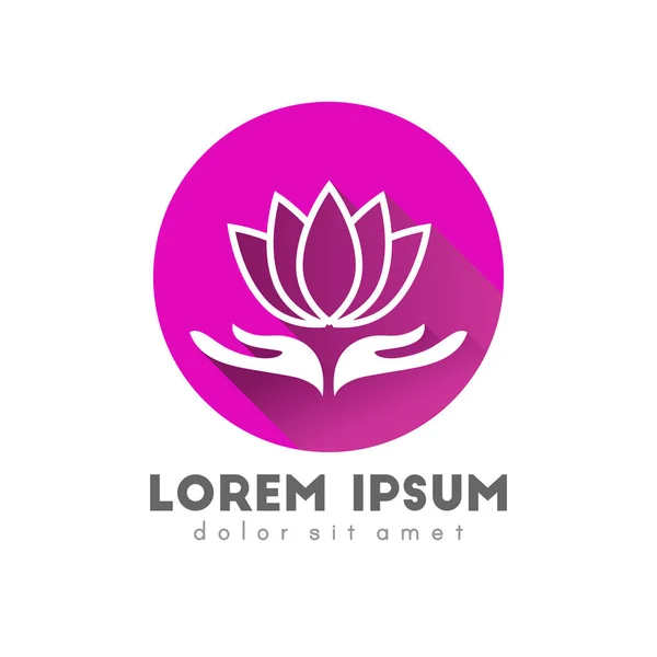 Lotus Flor Logo Concepto Diseño Plano Circular Con Sombra Larga — Archivo Imágenes Vectoriales