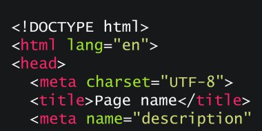Html kodu, yakın çekim görüntüsü. Vektör illüstrasyonu.