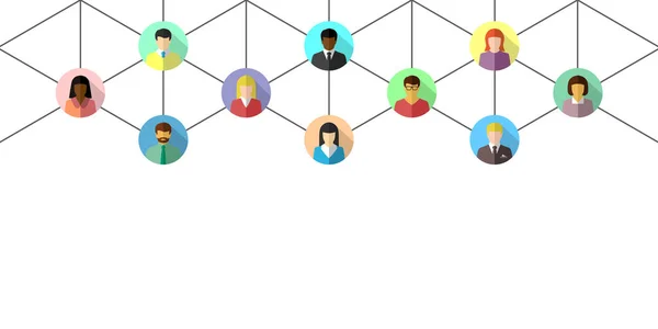 Koncepcja Sieci Różnymi Osobami Połączonymi Liniami Abstrakcyjny Baner Biznesowy Społecznościowy — Wektor stockowy