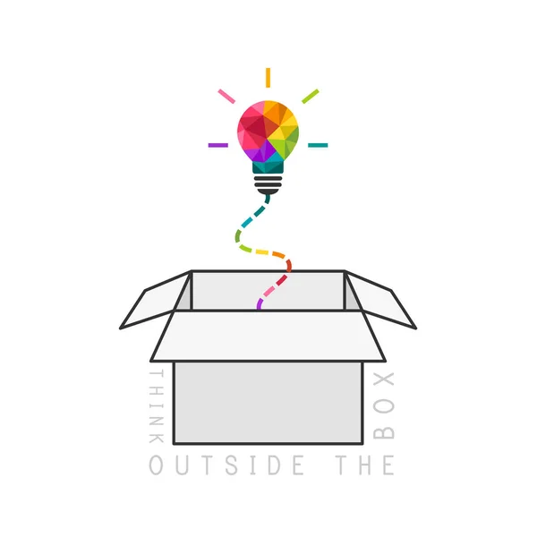 Out Box Thinking Concept Colorful Low Poly Light Bulb — Stock Vector