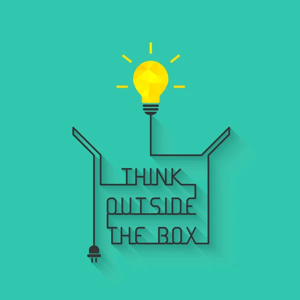 Přemýšlejte Mimo Krabici Koncept Žárovkou Drátem Tvoří Rčení Box Sám — Stockový vektor