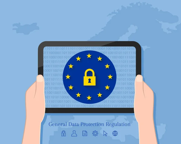 Concepto Reglamento General Protección Datos Con Mapa Europa Segundo Plano — Archivo Imágenes Vectoriales