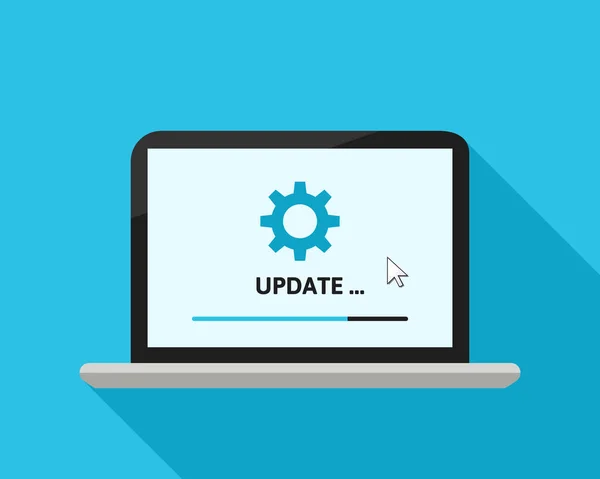 Update Concept Met Laadbalk Tandwielsymbool Systeem Software Updaten Met Upgrade — Stockvector