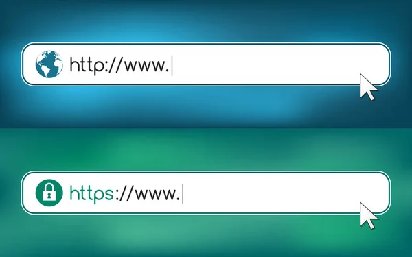 Adress Och Navigeringsfält Med Http Och Https Tecken — Stock vektor