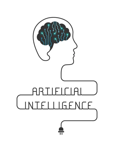 Concetto Intelligenza Artificiale Con Cervello Fatto Circuiti Fili Che Formano — Vettoriale Stock
