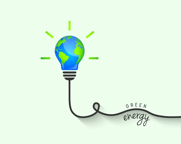 Зеленая Энергия Концепция Устойчивого Развития Лампочка Планеты Земля Качестве Символа — стоковый вектор