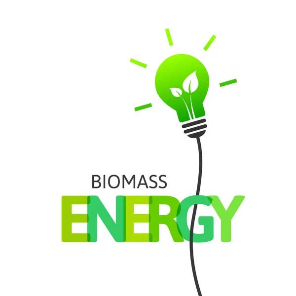 Concepto Fuente Energía Biomasa Con Bombilla Hojas Interior Texto Integrado — Archivo Imágenes Vectoriales