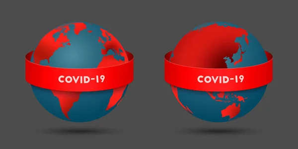 Covid Koronavirüs Küresel Salgın Konsepti Hastalığın Yayılması Tüm Dünyada Salgınlara — Stok Vektör