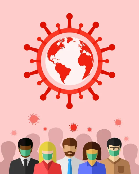 Коронавирус Covid Глобальная Пандемия Толпой Состоящей Различных Групп Людей — стоковый вектор