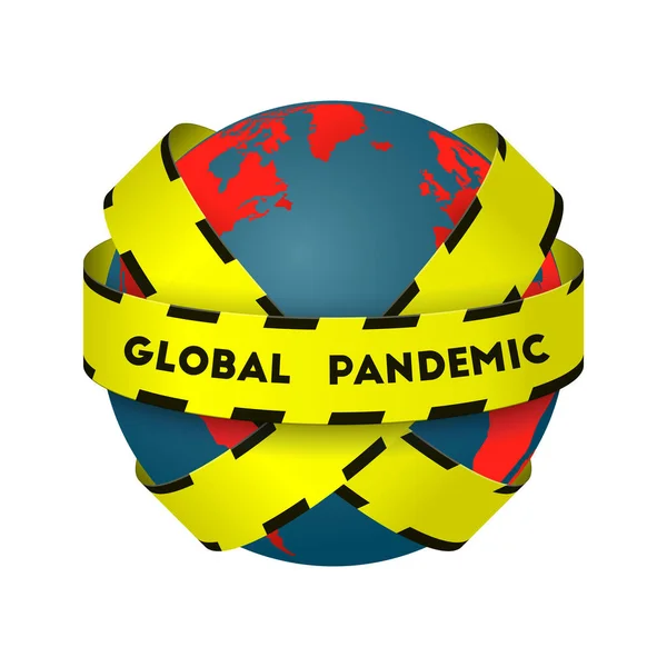 Koncepcja Globalnej Pandemii Taśma Barykadowa Całym Świecie Całej Planecie Ziemia — Wektor stockowy
