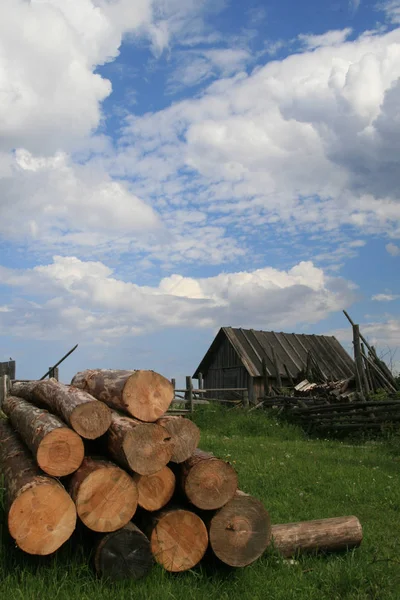 Grumes Pour Construction Trouvent Sur Herbe Côté Des Dépendances Dessus — Photo