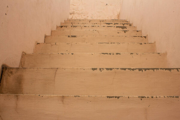 Brown colour painted staircase in house exterior