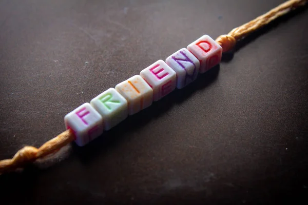 Friendship Band Word Friend Featuring Each Alphabet Cube Format — Stock Photo, Image