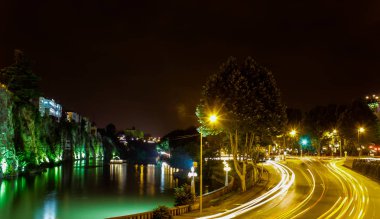gece şehir ışıkları uzun pozlama