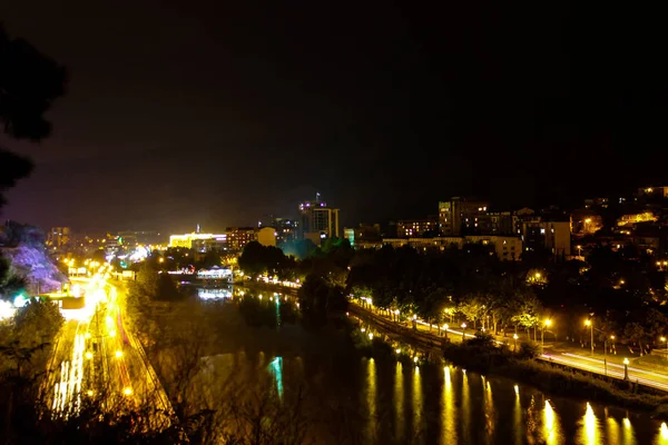 Night city lights long exposure — Stock Photo, Image