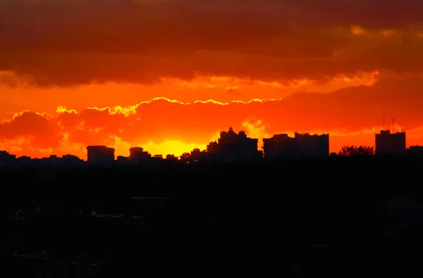Stadt Sonne Sonnenuntergang Himmel — Stockfoto