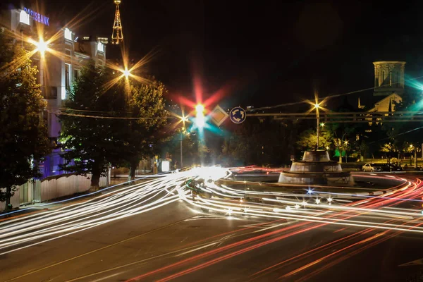 Night city lights long exposure — Stock Photo, Image