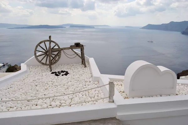 Isola Santorin Vista Estiva Sulla Baia — Foto Stock