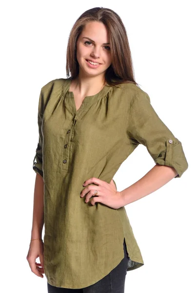 Teenager showing clothes — Stock Photo, Image