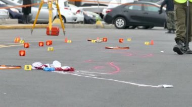 Polis olay yerini kanıt işaretleriyle araştırıyor.