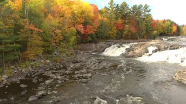 Renkli sonbahar sezonunda çağlayan drone atışları.