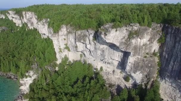 Espectacular Toma Aérea Drones Volando Desde Enormes Acantilados Canadá — Vídeo de stock