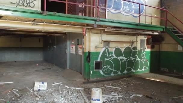 Industrial Machine Room Locked Vandalised Signs — Stock Video