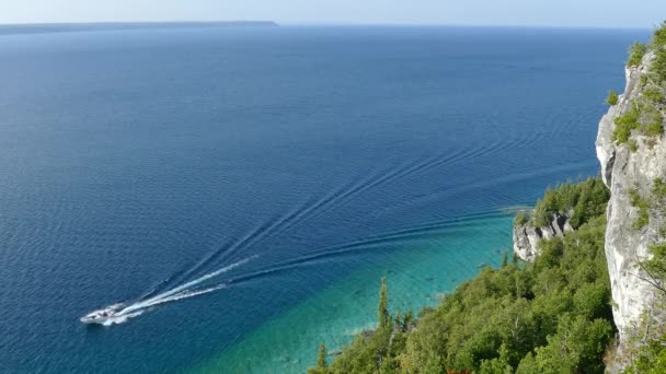 Sharp Limpid Sequence Boat Viewed Heavenly Elevated View Point — Stock Video