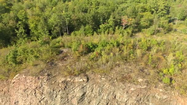 Stone Tnt Exposive Marks Side Forest Seen Drone — Stock video
