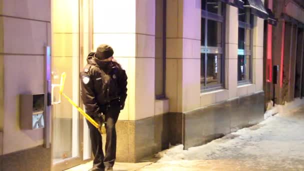 Officier Déroulant Bande Criminalité Nuit Hiver — Video