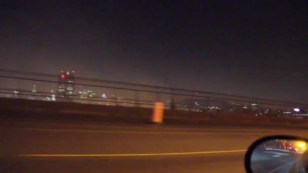 Zmowa Dymna Widziana Samochodu Moście Nocy — Wideo stockowe