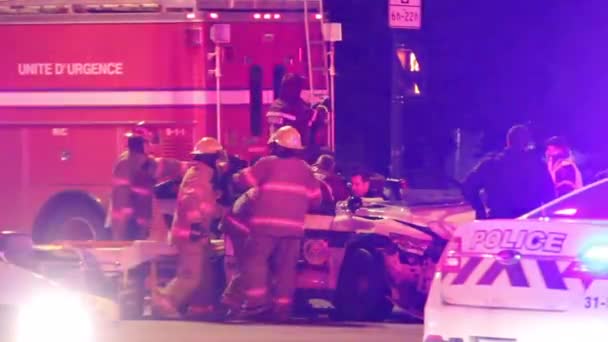 Fire Crews Use Jaws Life Extricate Two Police Officers Trapped — Stock Video