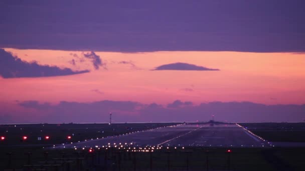 Propeller Plane Landing Sunset — Stock Video