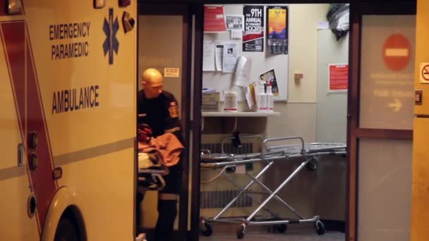 Victim Pulled Ambulance Hospital — Stock Video
