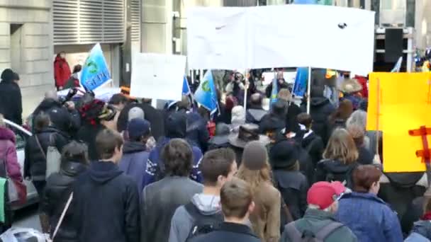Closeup View Demonstrators Walking Chanting Slogans — Stock Video