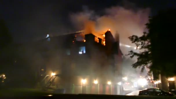 Eerie Scene Apartment Heavily Damaged Flames — Stock Video