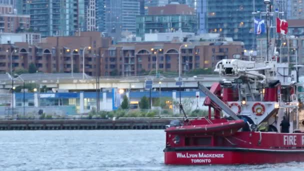 Fire Rescue Boat Sailing Harbour — Stock Video