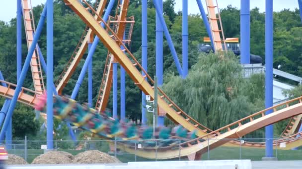 Camera Capturing Moment Roller Coaster Comes — Stock Video