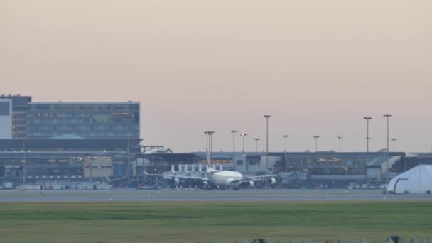 A330着陆后推力反转引擎熄火 — 图库视频影像