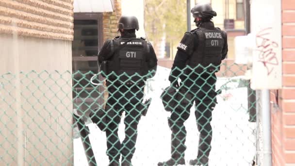 Heavily Armed Swat Officers Standoff — Stock Video