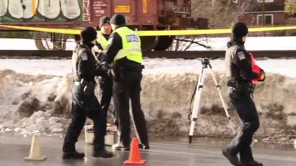 Pretty Female Officers Investigating Accident — Stock Video