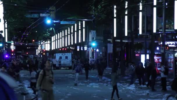 Elevated View Granville Street 2011 Riots Left City Broken — Stock Video
