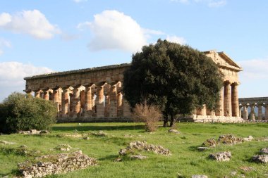 İtalya 'nın antik Yunan kenti Paestum' da antik tapınakların kalıntıları korunmuş. 
