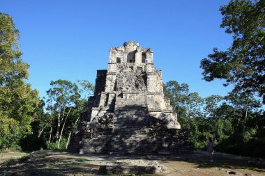 Tulum 'un güneyindeki Muyil Arkeolojik Bölgesi' ndeki Maya tapınağı, Quintana Roo, Yucatan, Meksika Karayipleri