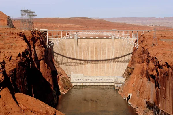 Glen Canyon Dam on Colorado River, view from the southern side, Page, AZ, USA