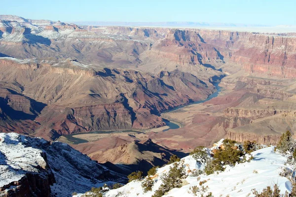 Vista Grand Canyon Desert View Point Dia Ensolarado Após Uma — Fotografia de Stock