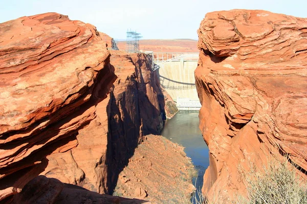 Barrage Glen Canyon Sur Rivière Colorado Vue Côté Sud Page — Photo