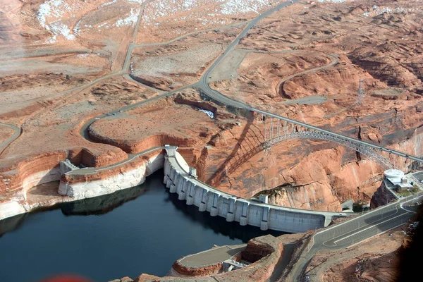 Luchtfoto Van Glen Canyon Dam Brug Colorado River Page Usa — Stockfoto