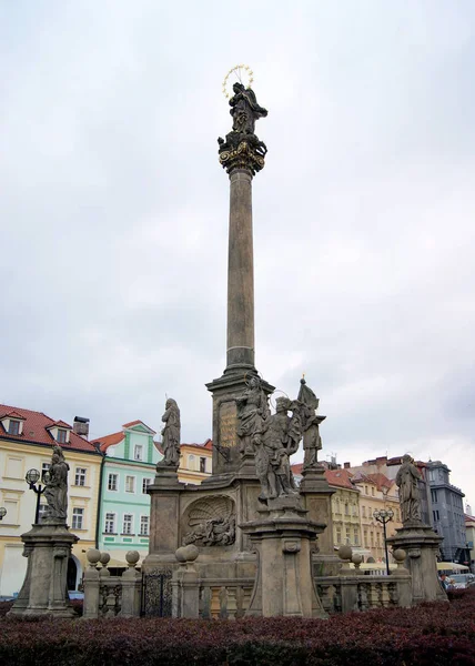 Mariensäule Auf Dem Großen Platz Der Altstadt Hradec Kralove Tschechische — Stockfoto
